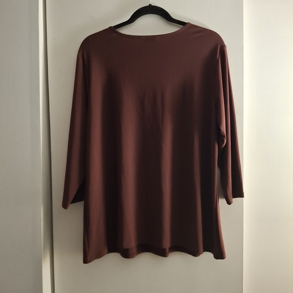 Cato Women's Burgandy Cut Out Tunic Blouse - Picture 2 of 7